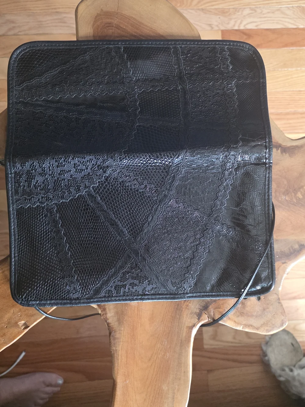 NWT Vintage Carlos Falchi Black Patchwork Exotic Skin Convertible Clutch